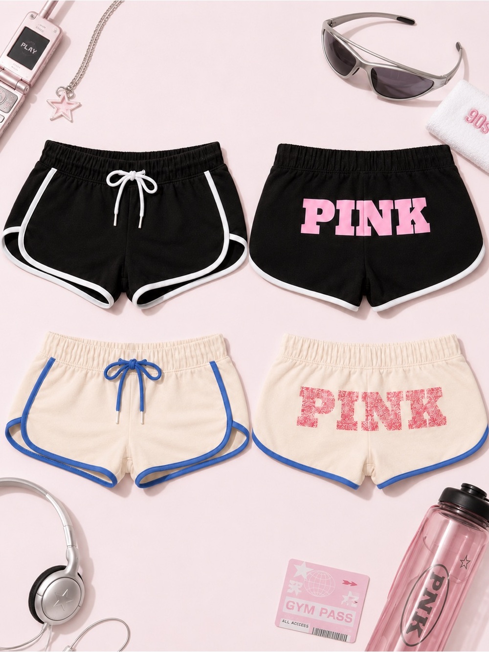 🧨SALE 4th OF JULY🧨 2-Pack VS PINK Low Rise Mini Shorts Bundle Y2K Americana
